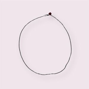 Silver Tone Necklace Chain With Red Heart Stone In The Back Custom Handmade